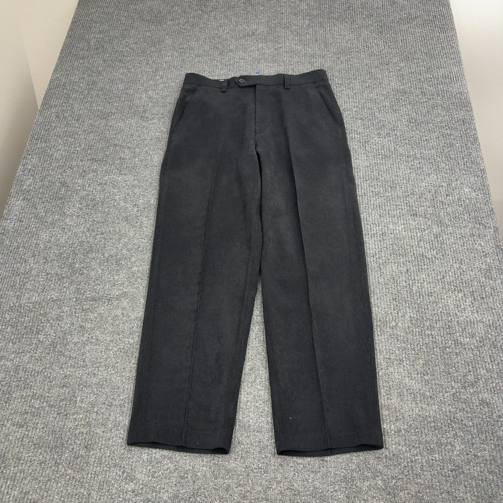 Bachrach Pants Mens 33x30 Black Polyester Corduroy Straight Leg‎ Classic Style